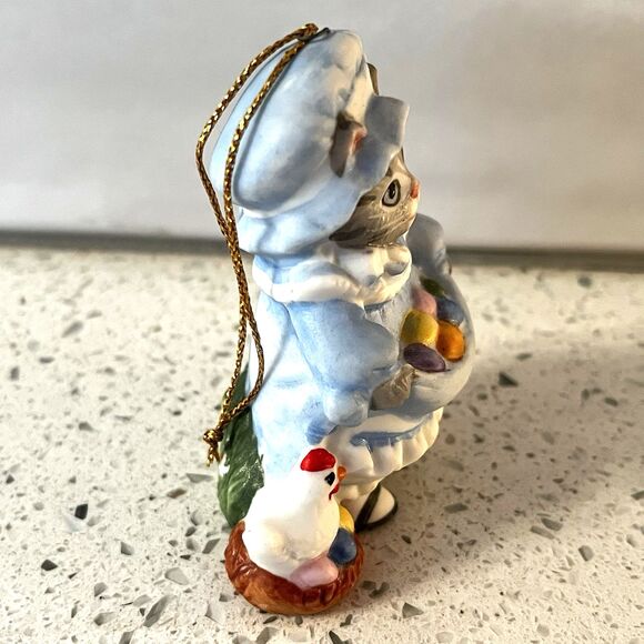 Kitty Cucumber Cat Backyard Chicken Eggs Basket Ornament Schmid Vintage 1988 - Picture 5 of 6